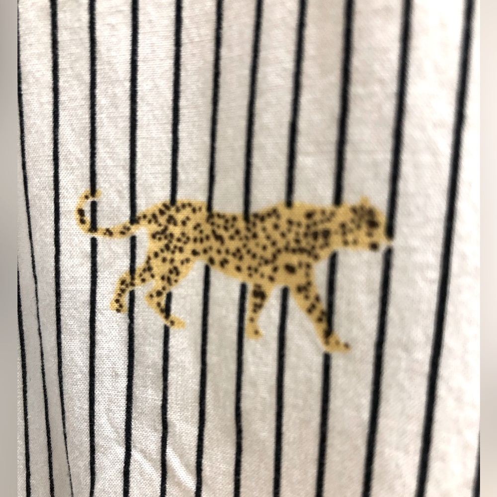 Rails striped button down blouse with Leopard Cat details - Size XXS